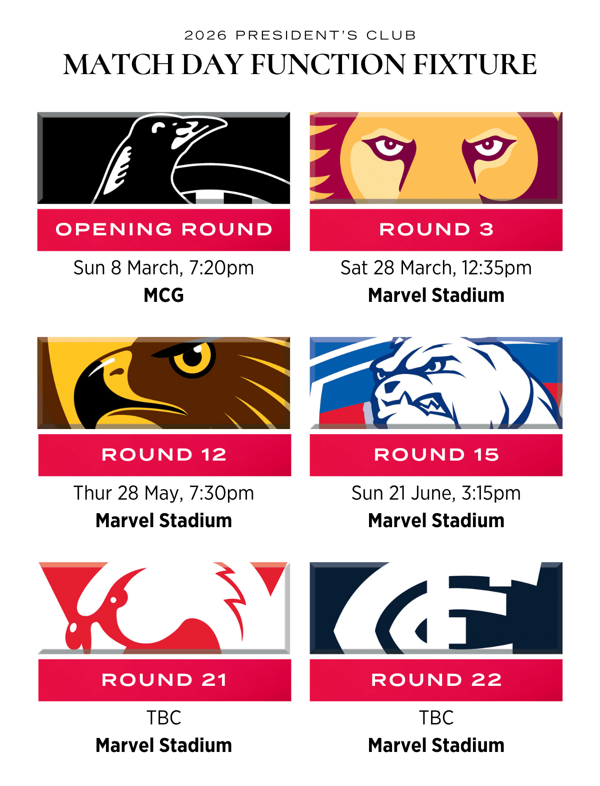 Pres Club Match Day Fixture